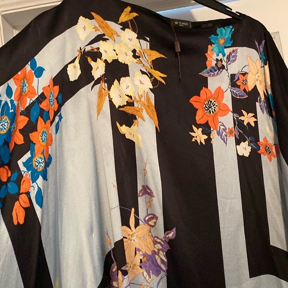 Etro Silk Elastane Stunning Print Fringe Hem Poncho New With Tags Made in Italy - Picture 2 of 16